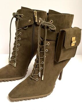 JLO Jennifer Lopez "Jaylah" Stiletto Combat Ankle Bootie Women’s Size 7.5